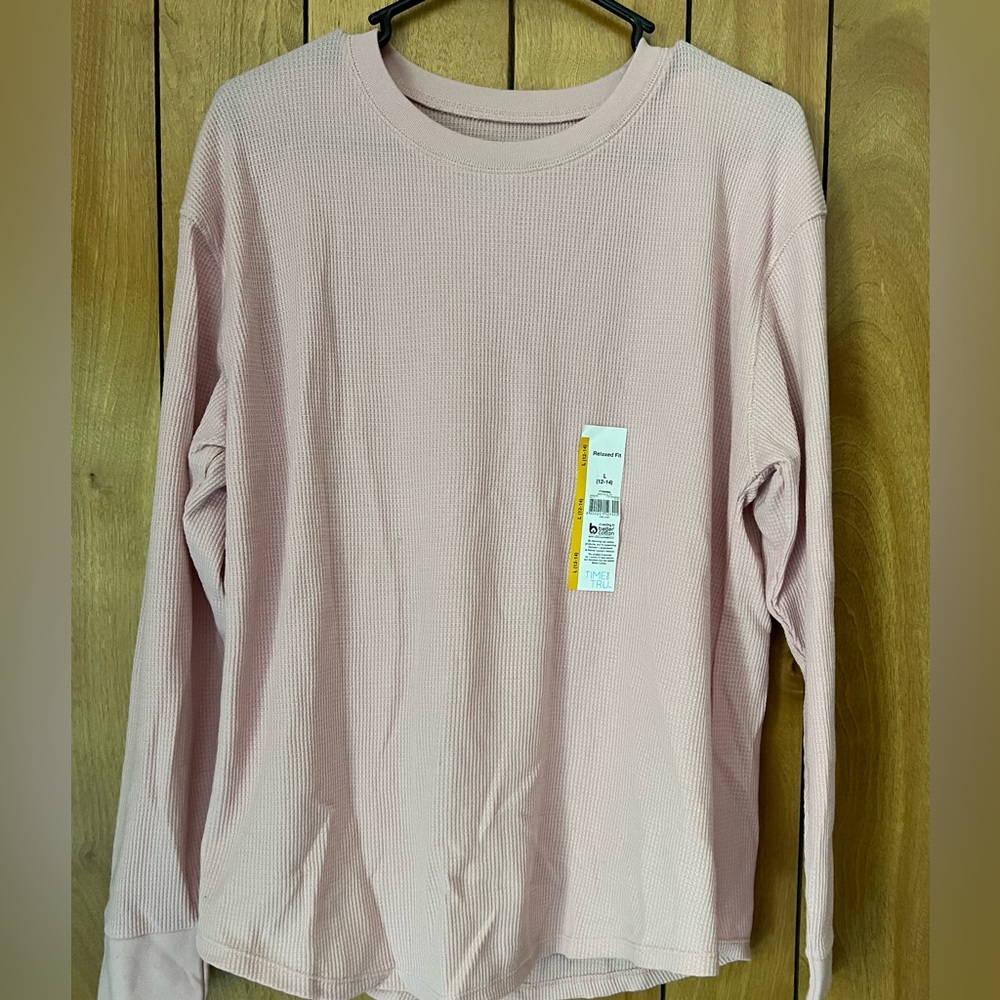Time and Tru Pink Long Sleeve Relaxed Sweatshirt